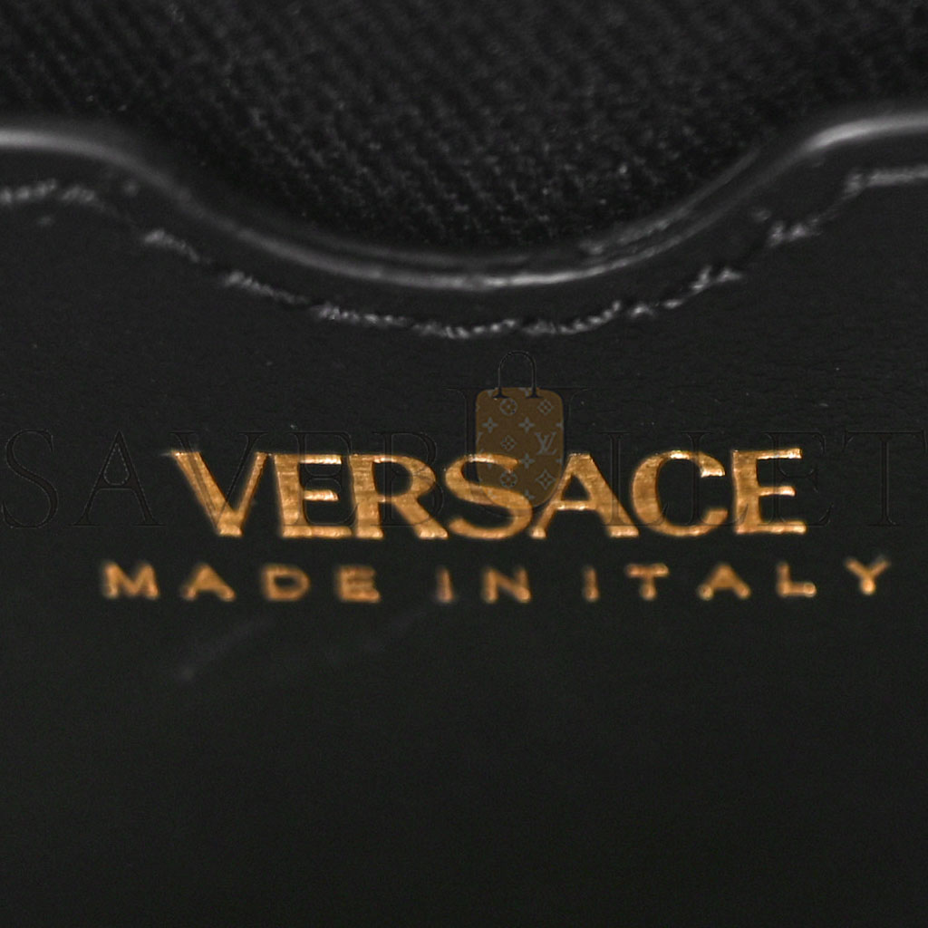 VERSACE CALFSKIN COTTON FLORAL PRINTED LA MEDUSA MINI BOOK TOTE BLACK WATER LILY (19*17*9cm) VERSACE CALFSKIN COTTON FLORAL PRINTED LA MEDUSA MINI BOOK TOTE BLACK WATER LILY (19*17*9cm)