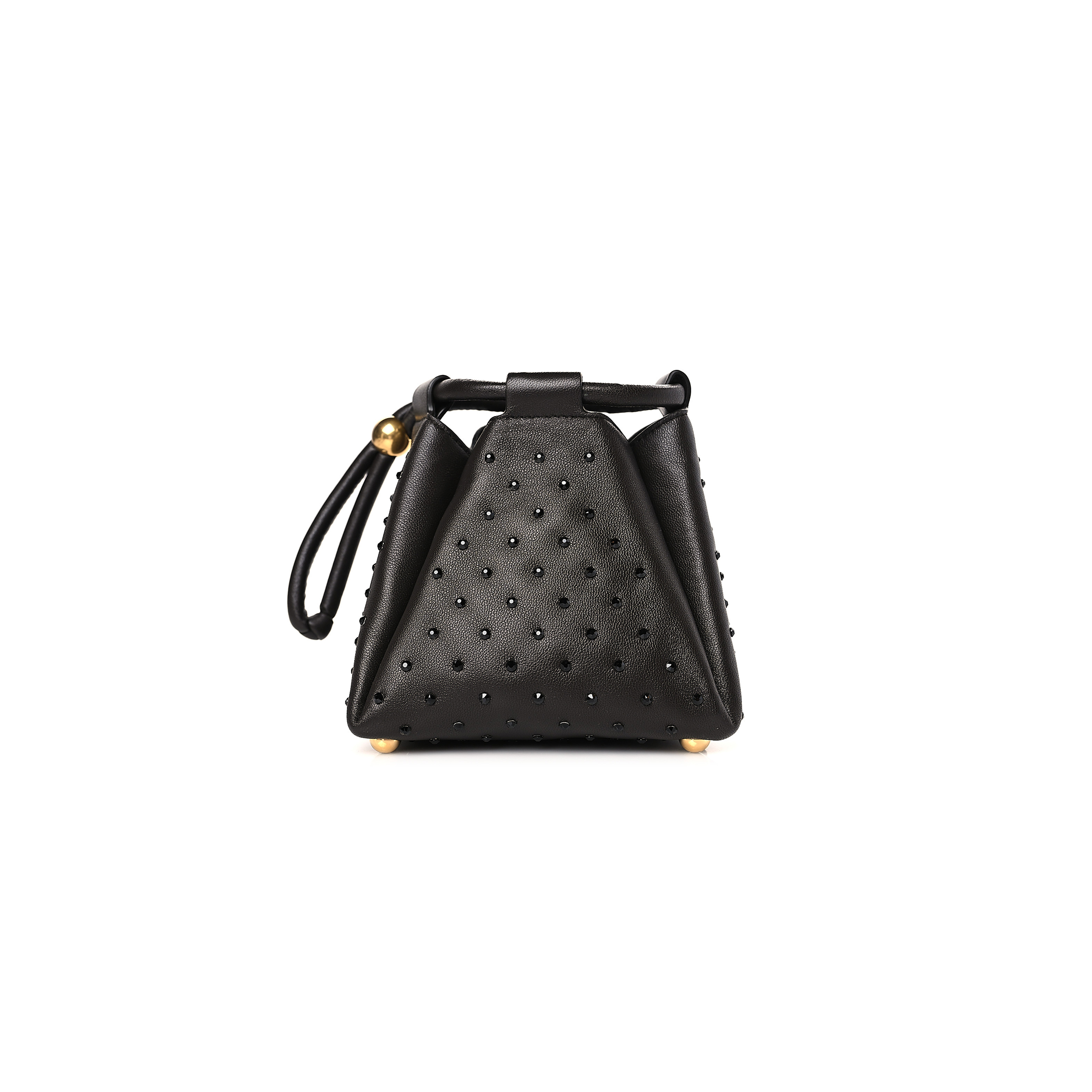 BOTTEGA VENETA NAPPA STRASS PYRAMID BAG FONDANT  (15*15*13cm)