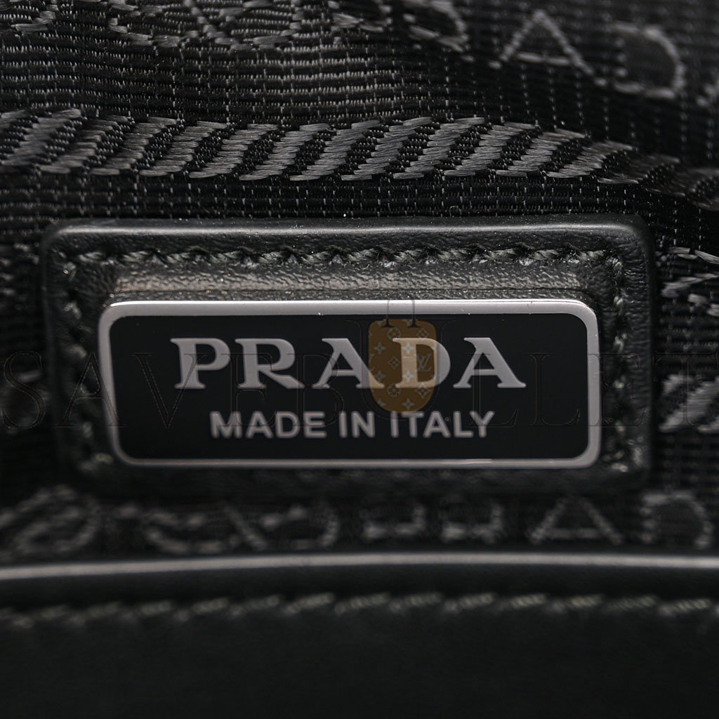 PRADA SOFTY CALFSKIN TRIANGLE SHOULDER BAG BLACK (28*16*10cm)