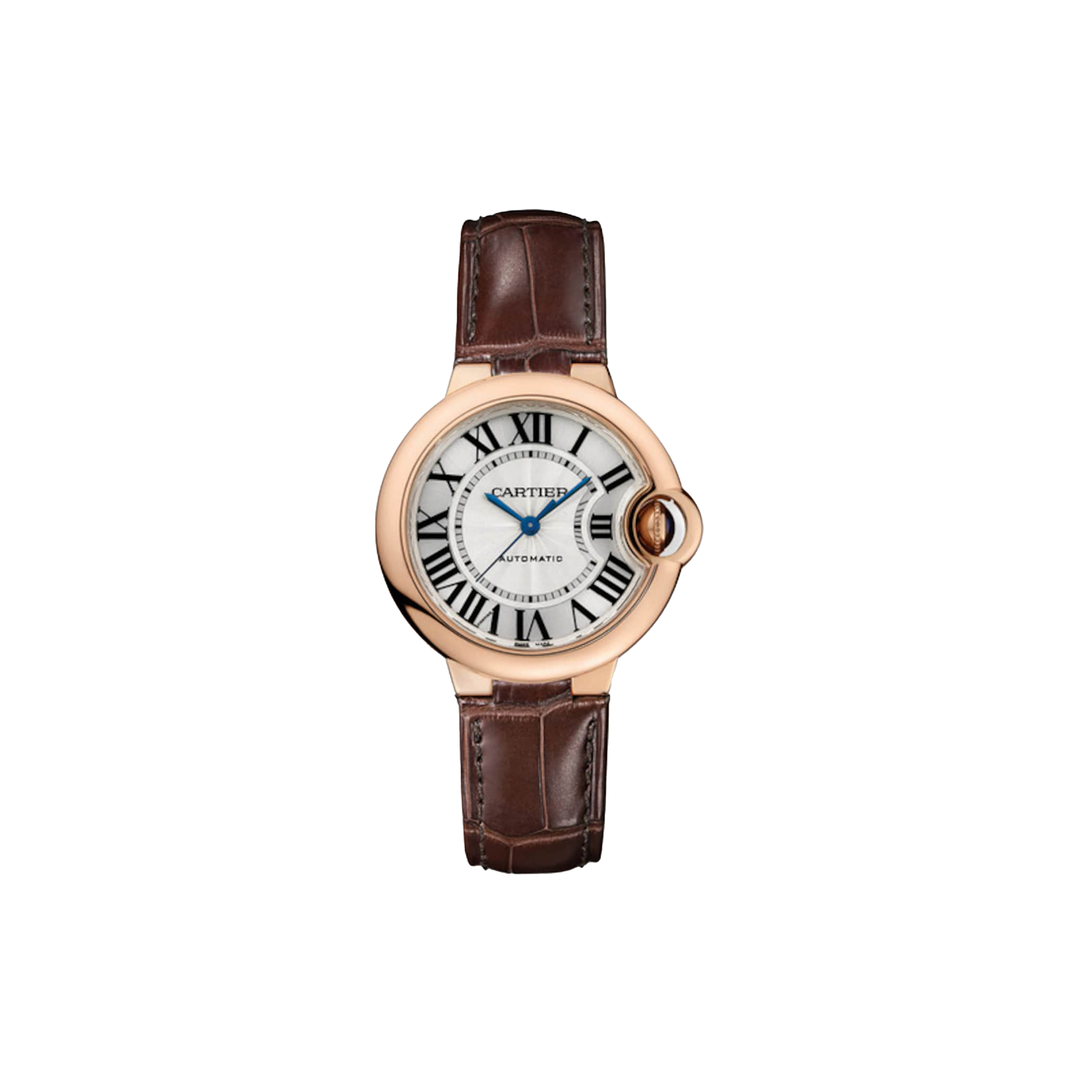 CARTIER BALLON BLEU DE CARTIER WATCH 33MM, AUTOMATIC MOVEMENT, ROSE GOLD, LEATHER W6920097