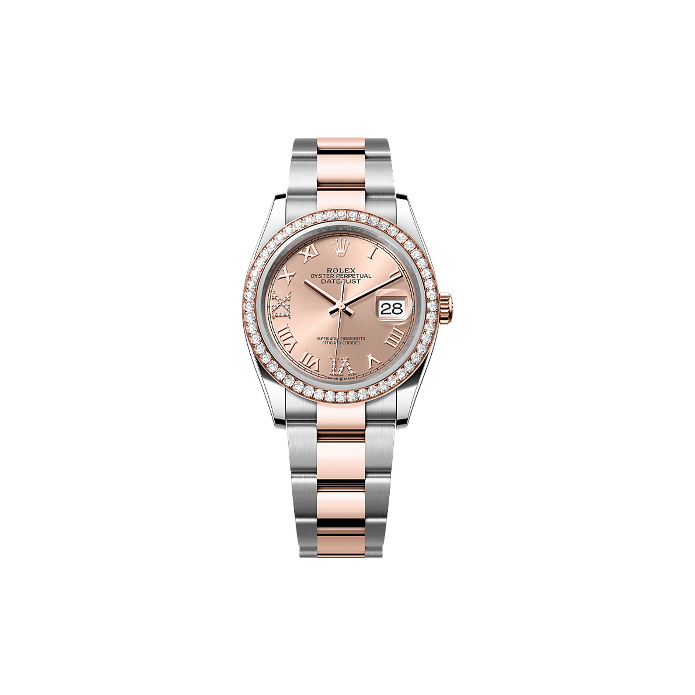 ROLEX DATEJUST 36 OYSTER, 36 MM, OYSTERSTEEL, EVEROSE GOLD AND DIAMONDS WATCH 126281RBR-0016