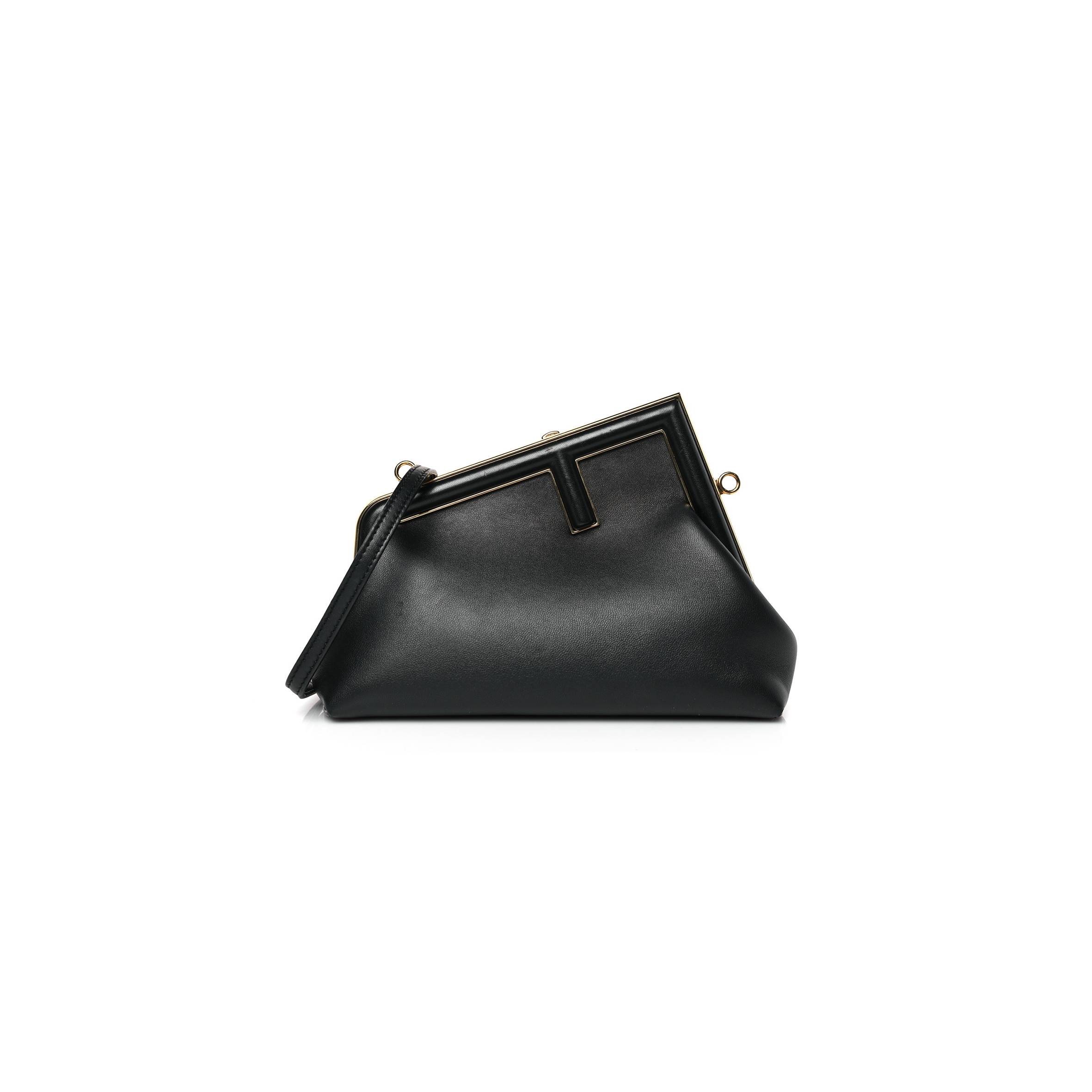 FENDI SHINY NAPPA SMALL FENDI FIRST BLACK (26*18*9.5cm)