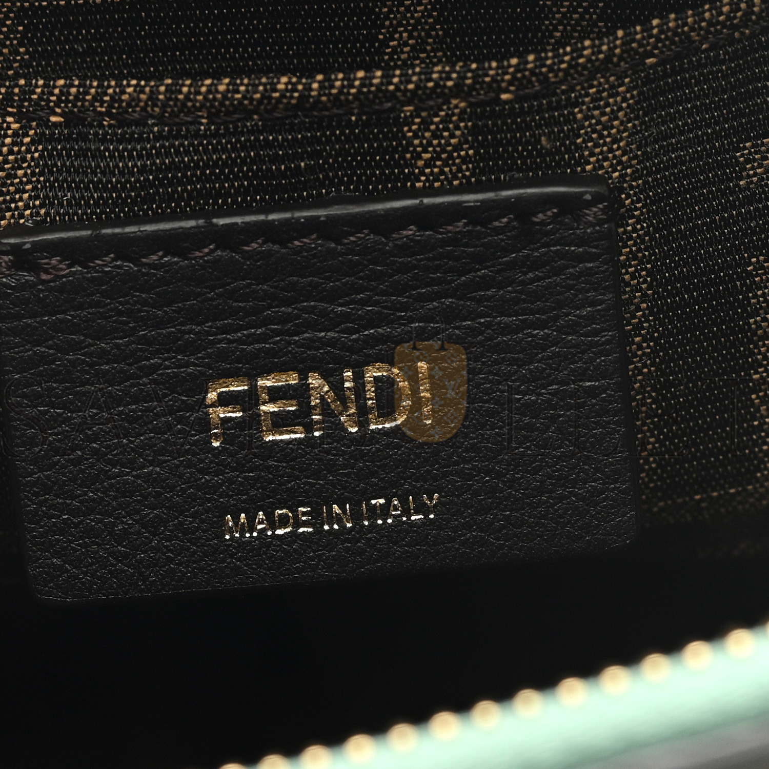 FENDI VITELLO KING PLEXIGLASS LOGO EMBOSSED MINI BY THE WAY TOP HANDLE BOSTON BAG MENTA (18*11*9cm)