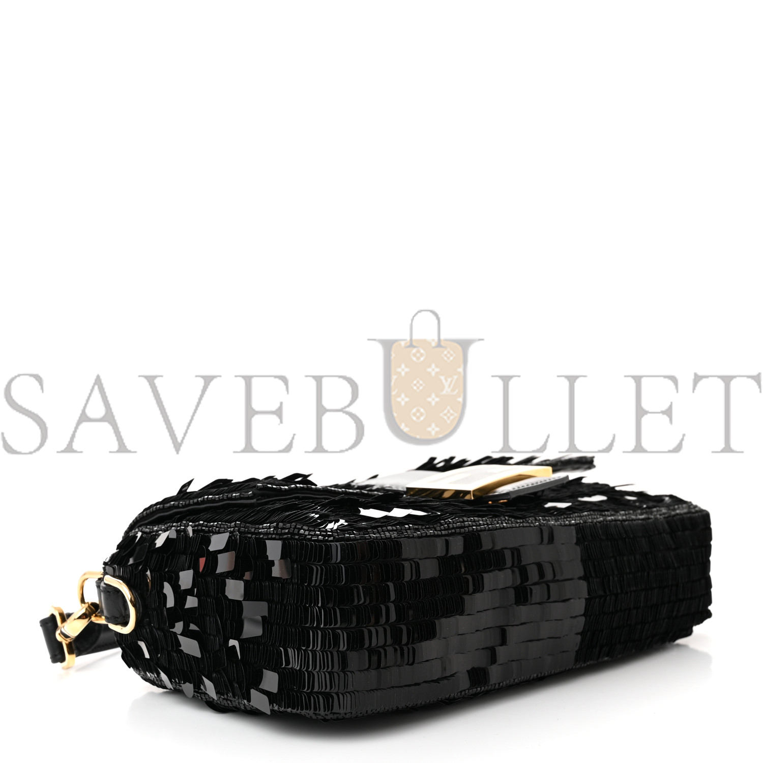 FENDI SEQUIN PAILLETTES SHINY NAPPA SEX AND THE CITY BAGUETTE BLACK (27*15*6cm)