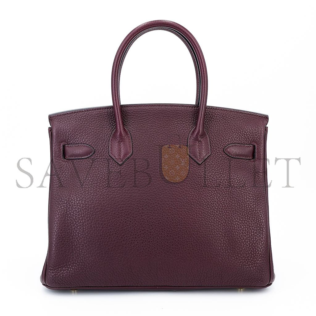 HERMÈS MASTER BIRKIN 30 TOGO LEATHER BURGUNDY GOLD BUCKLE BAG 8575895581 (30*22*15cm)