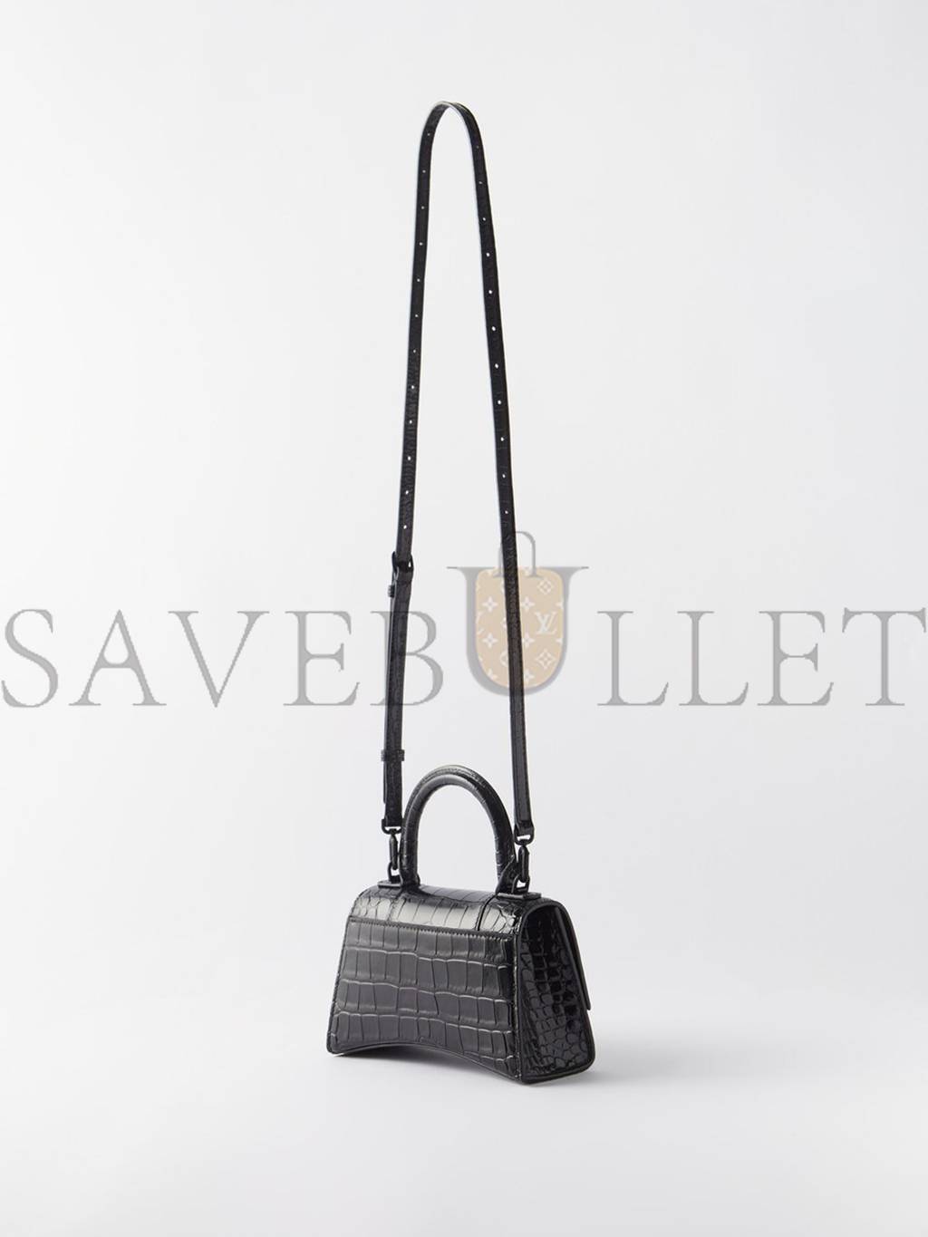 BALENCIAGA BLACK HOURGLASS XS CROC-EFFECT LEATHER CROSS-BODY BAG MATCHESFASHION US (19*12.5*8cm)