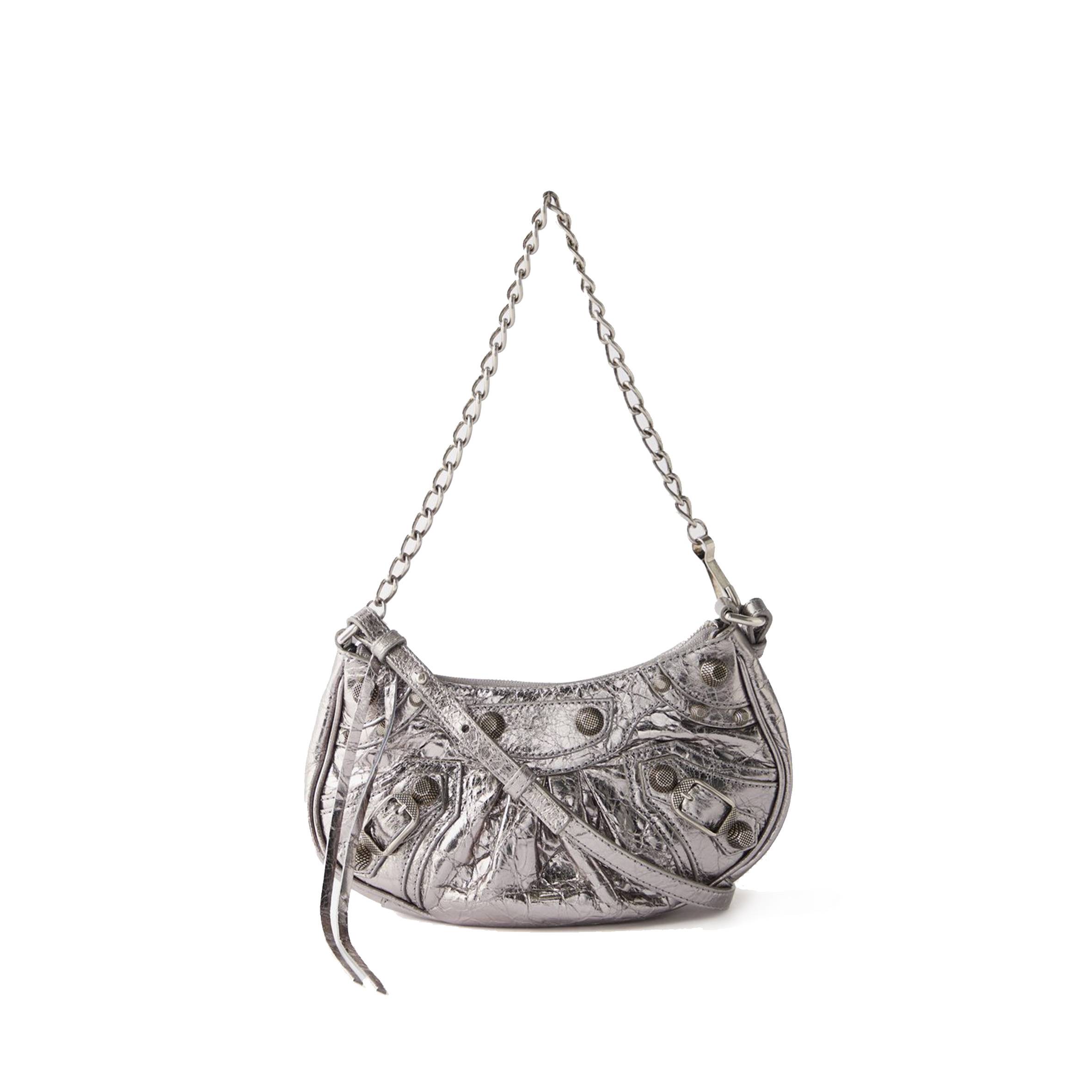 BALENCIAGA SILVER CAGOLE MINI LEATHER SHOULDER BAG MATCHESFASHION US (20*10*3.8cm)