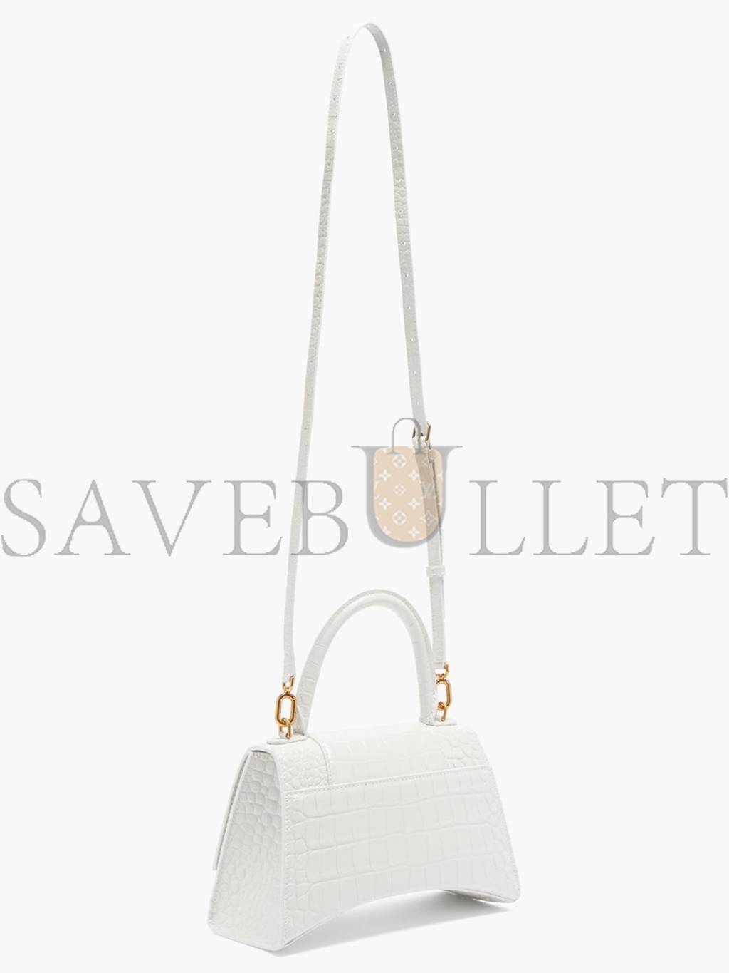 BALENCIAGA WHITE HOURGLASS S CROCODILE-EFFECT LEATHER BAG  MATCHESFASHION US (22.5*15*10cm)