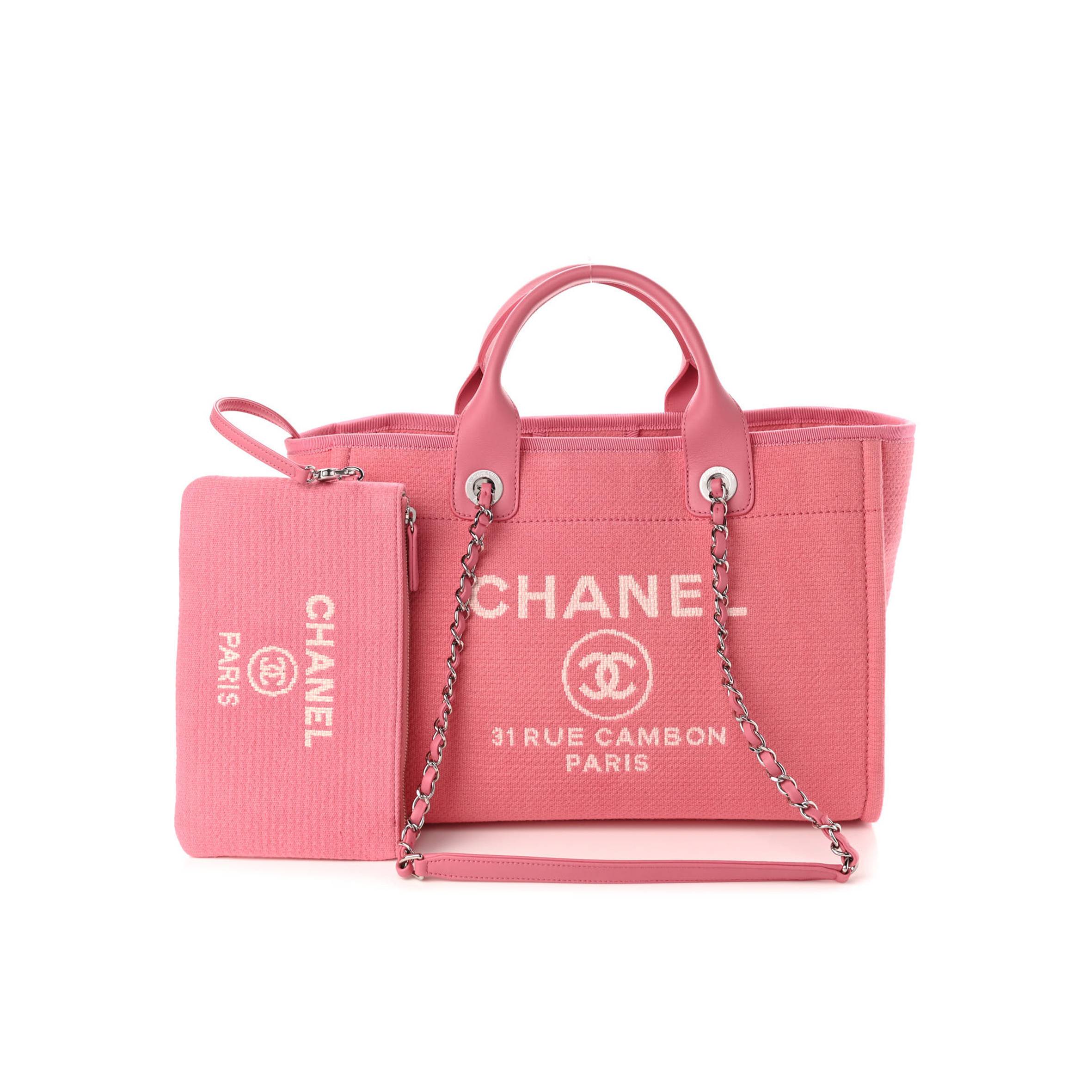 CHANEL MIXED FIBERS SMALL DEAUVILLE TOTE PINK (32*25*15cm) CHANEL MIXED FIBERS SMALL DEAUVILLE TOTE PINK (32*25*15cm)