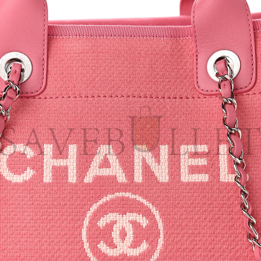 CHANEL MIXED FIBERS SMALL DEAUVILLE TOTE PINK (32*25*15cm) CHANEL MIXED FIBERS SMALL DEAUVILLE TOTE PINK (32*25*15cm)