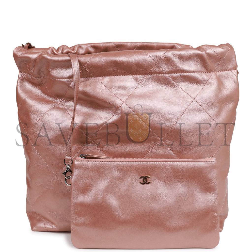 CHANEL SMALL 22 BAG COPPER CALFSKIN ROSE GOLD HARDWARE (37*35*7cm)