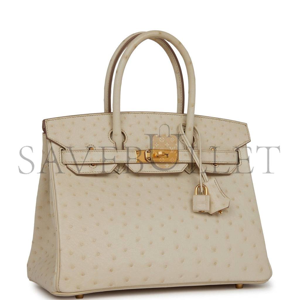 HERMES BIRKIN 30 BETON OSTRICH GOLD HARDWARE (30cm)