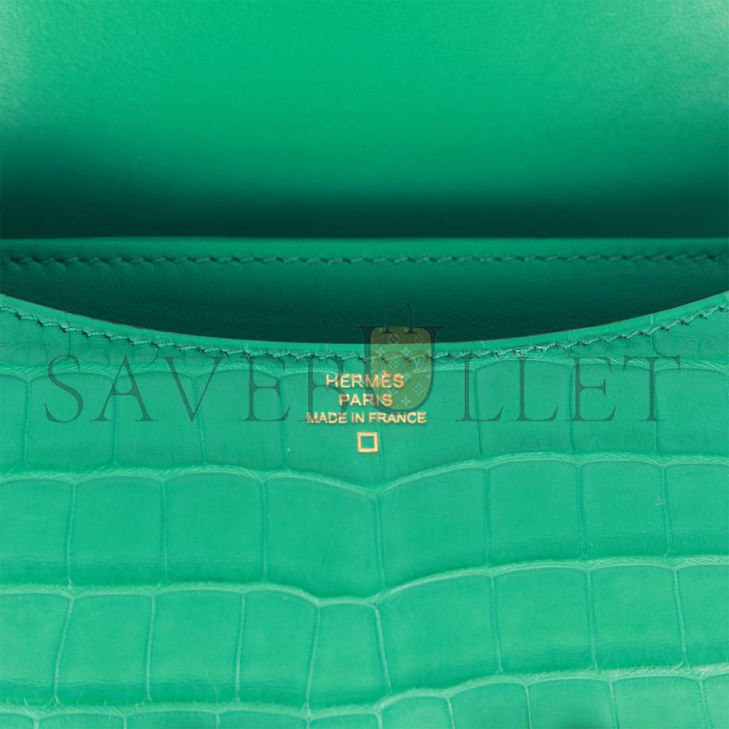 HERMES CONSTANCE 18 VERT JADE MATTE ALLIGATOR GOLD HARDWARE 39821013450846 (18cm)