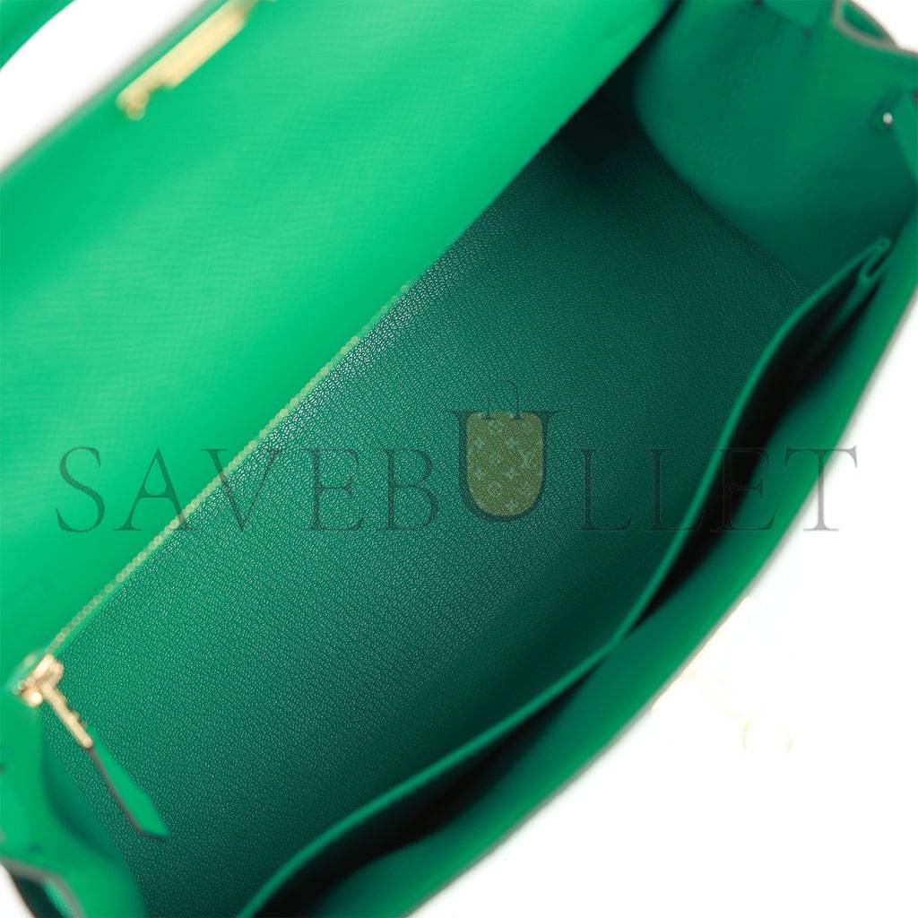 HERMES KELLY SELLIER 28 VERT JADE EPSOM GOLD HARDWARE (28*22*10cm)