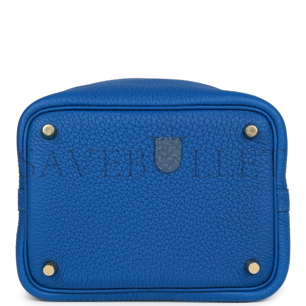 HERMES PICOTIN LOCK 18 BLEU FRANCE CLEMENCE GOLD HARDWARE (18*13*18cm)