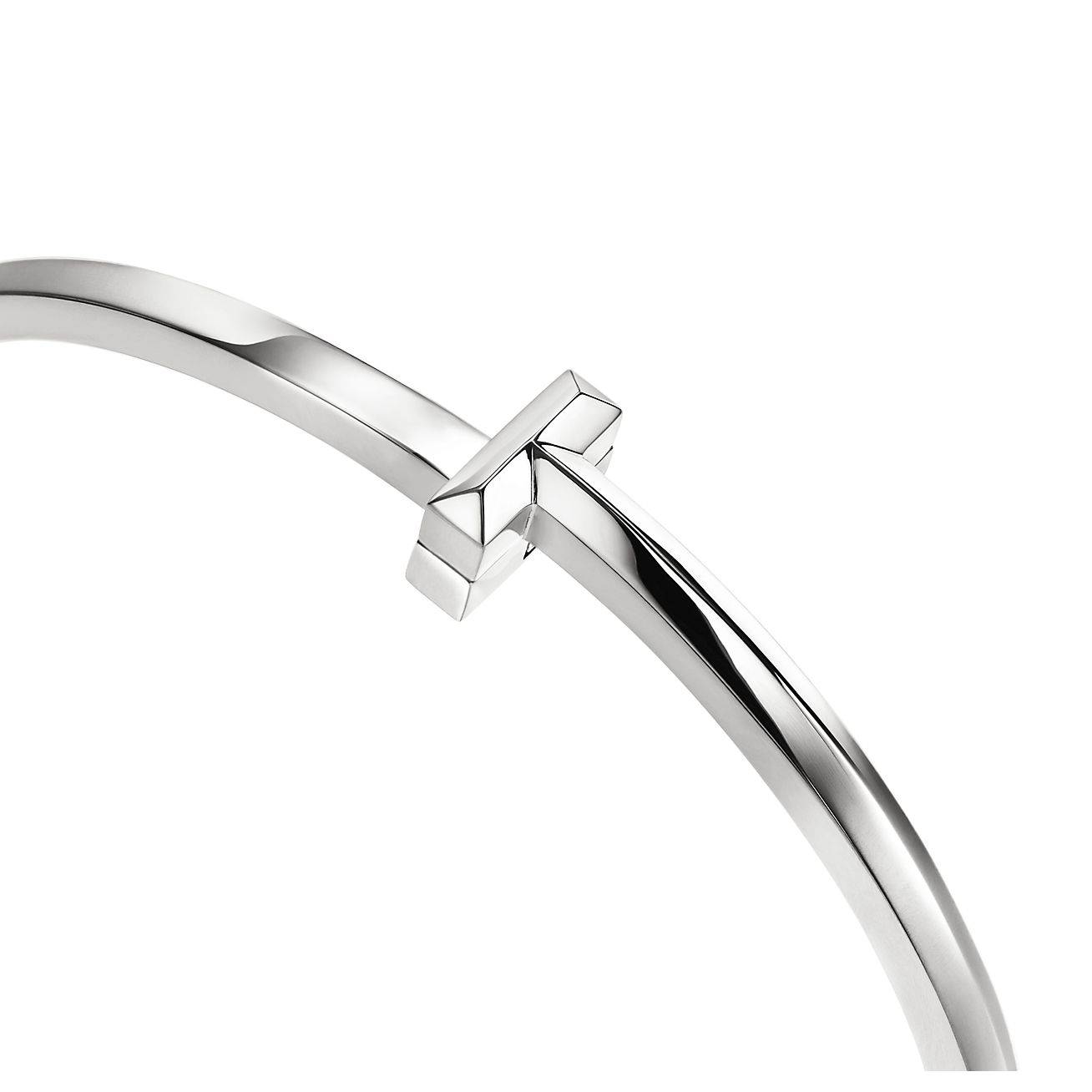 TIFFANY T T1 HINGED BANGLE IN WHITE GOLD, NARROW