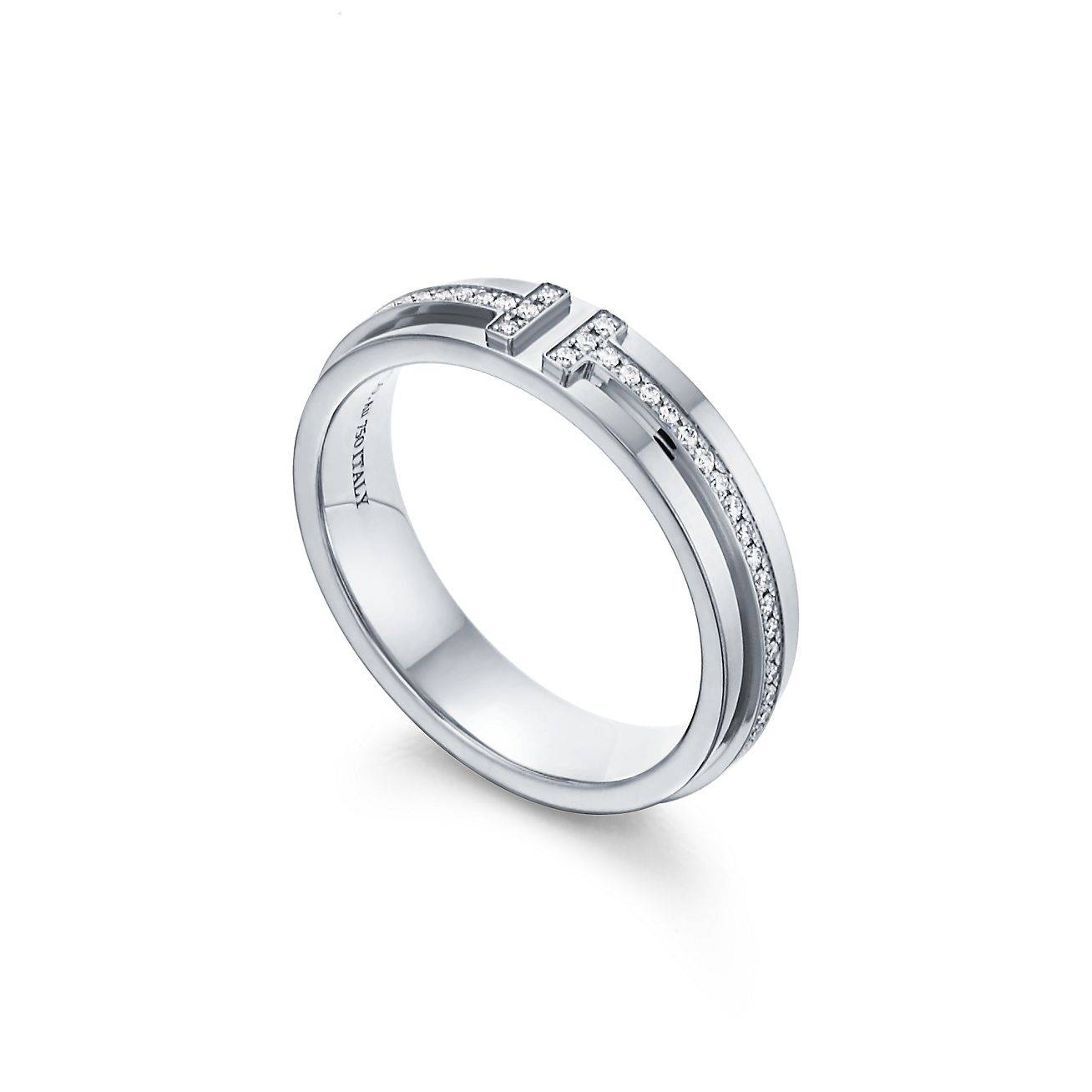 Tiffany T Narrow Diamond Ring in 18k White Gold