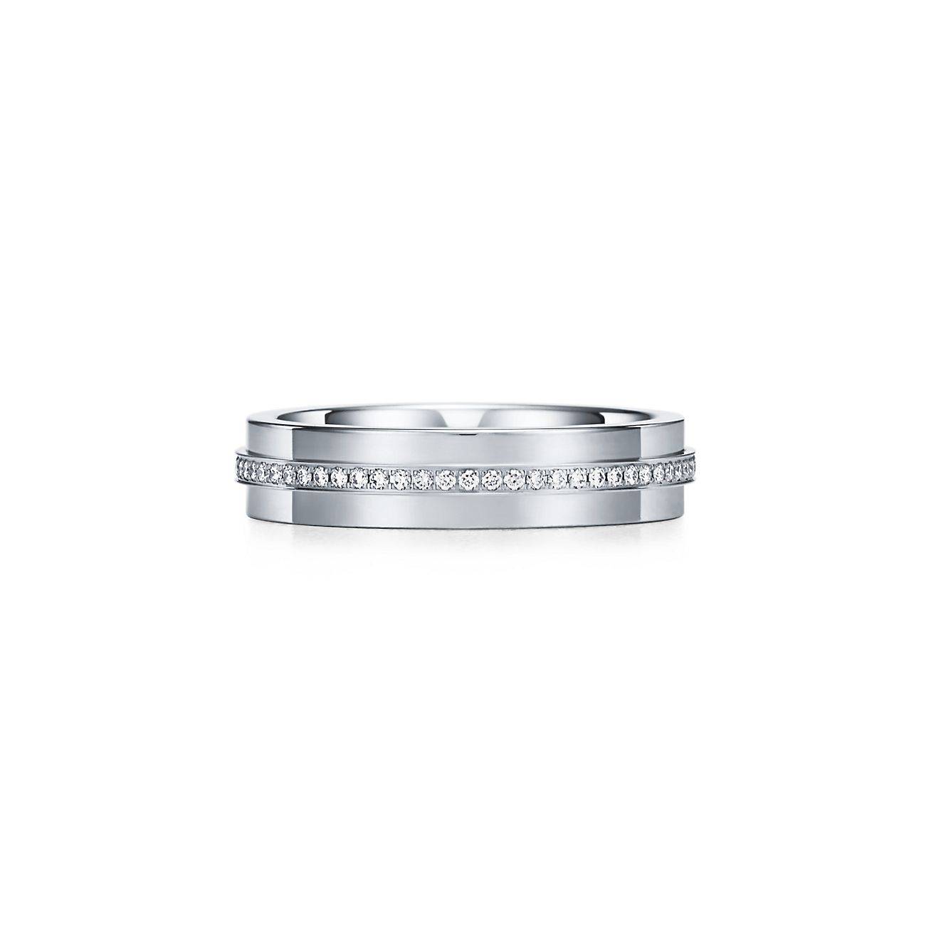 Tiffany T Narrow Diamond Ring in 18k White Gold