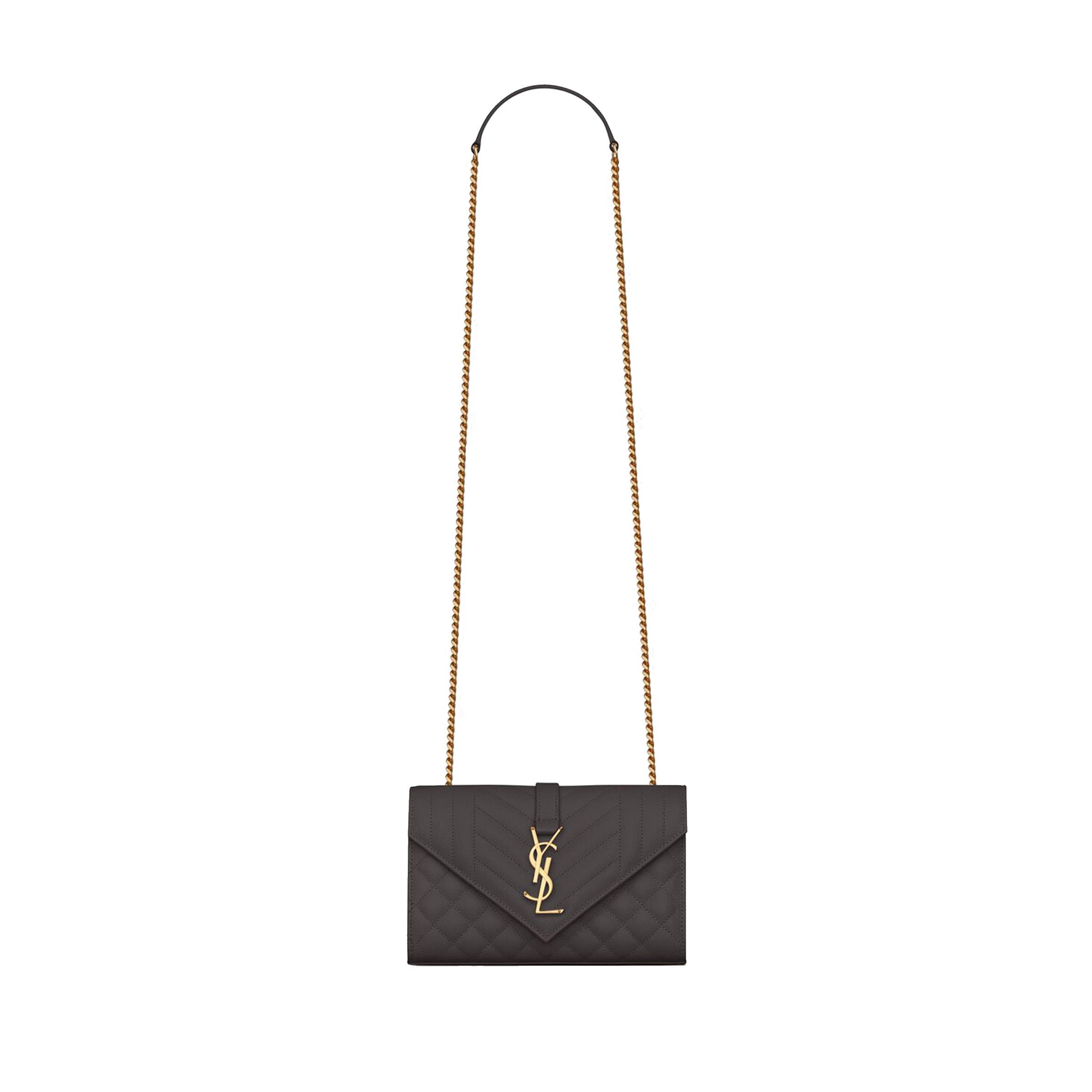 YSL ENVELOPE SMALL BAG IN MIX MATELASS&EACUTE; GRAIN DE POUDRE EMBOSSED LEATHER 600195BOW971112 (21*13*6cm)