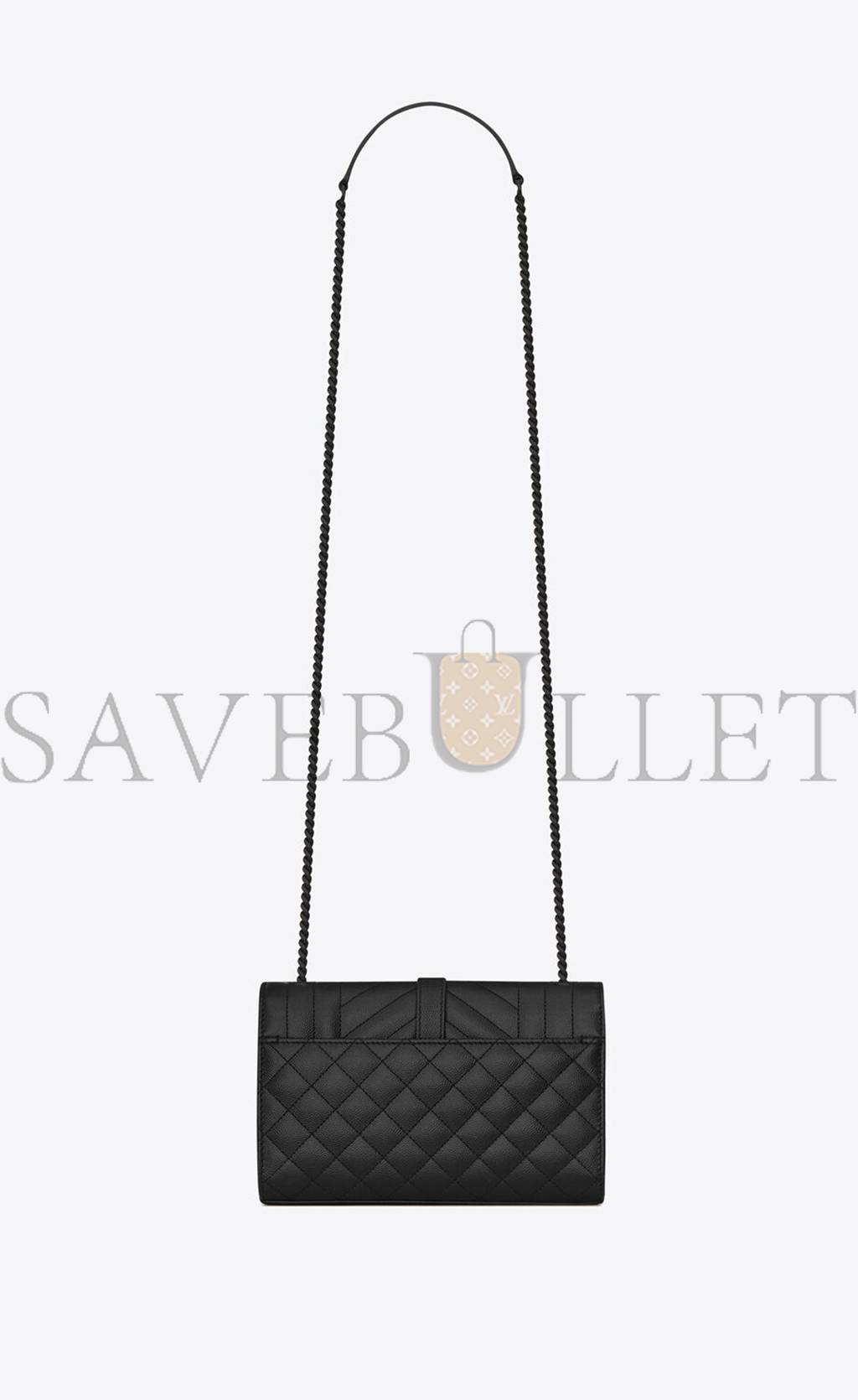 YSL ENVELOPE SMALL BAG IN MIX MATELASS&EACUTE; GRAIN DE POUDRE EMBOSSED LEATHER 600195BOW981000 (21*13*6cm)