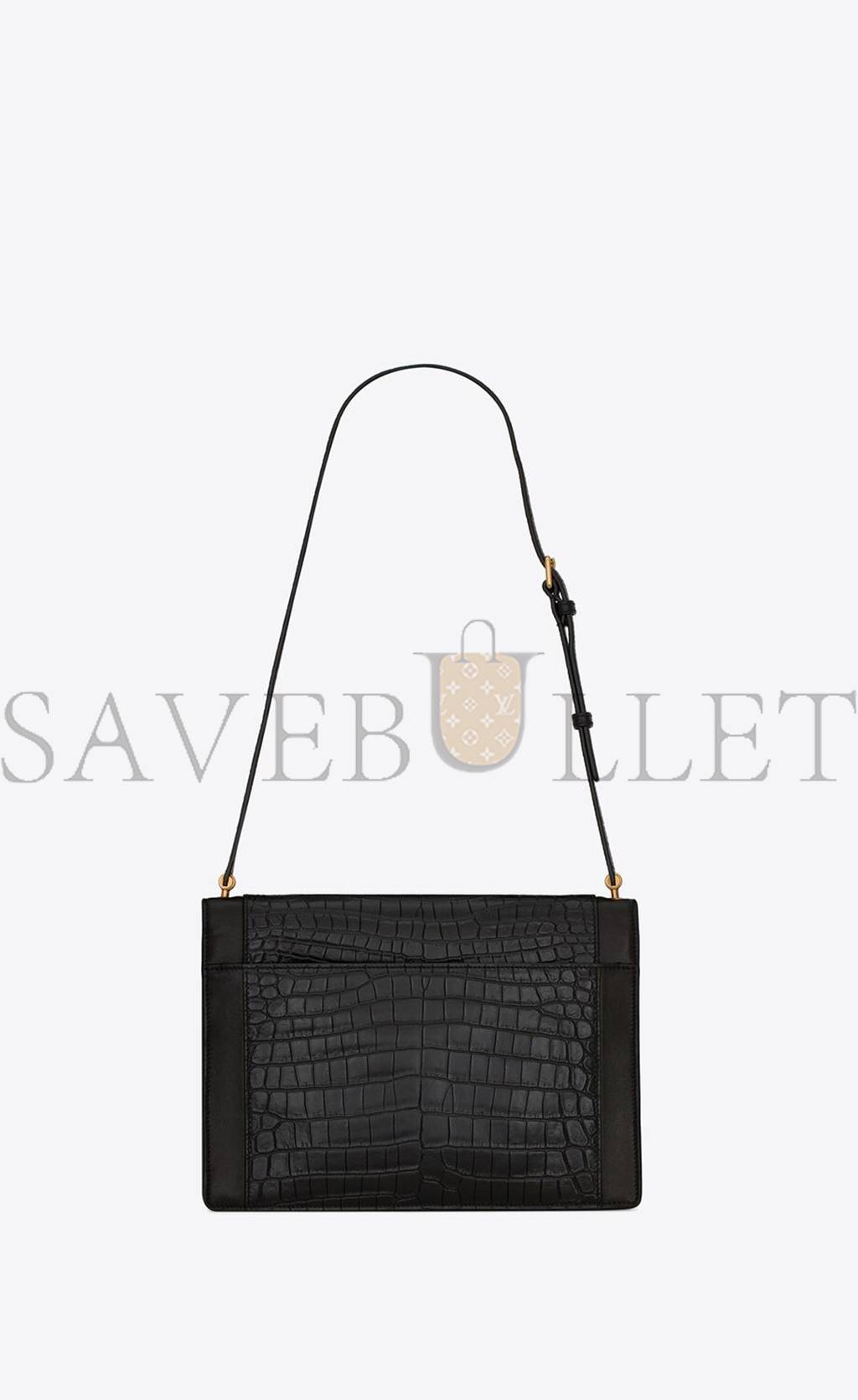 YSL GABY SATCHEL IN CROCODILE-EMBOSSED LACQUERED LEATHER AND LAMBSKIN 695724DZEUW1000 (26*18*5cm)