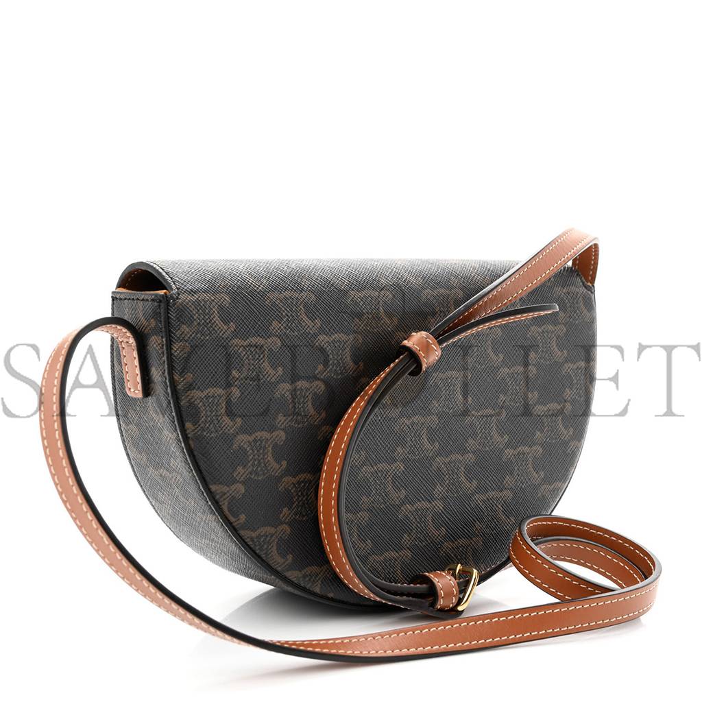 CELINE CALFSKIN TRIOMPHE CANVAS BESACE TAN (22*14*6cm)