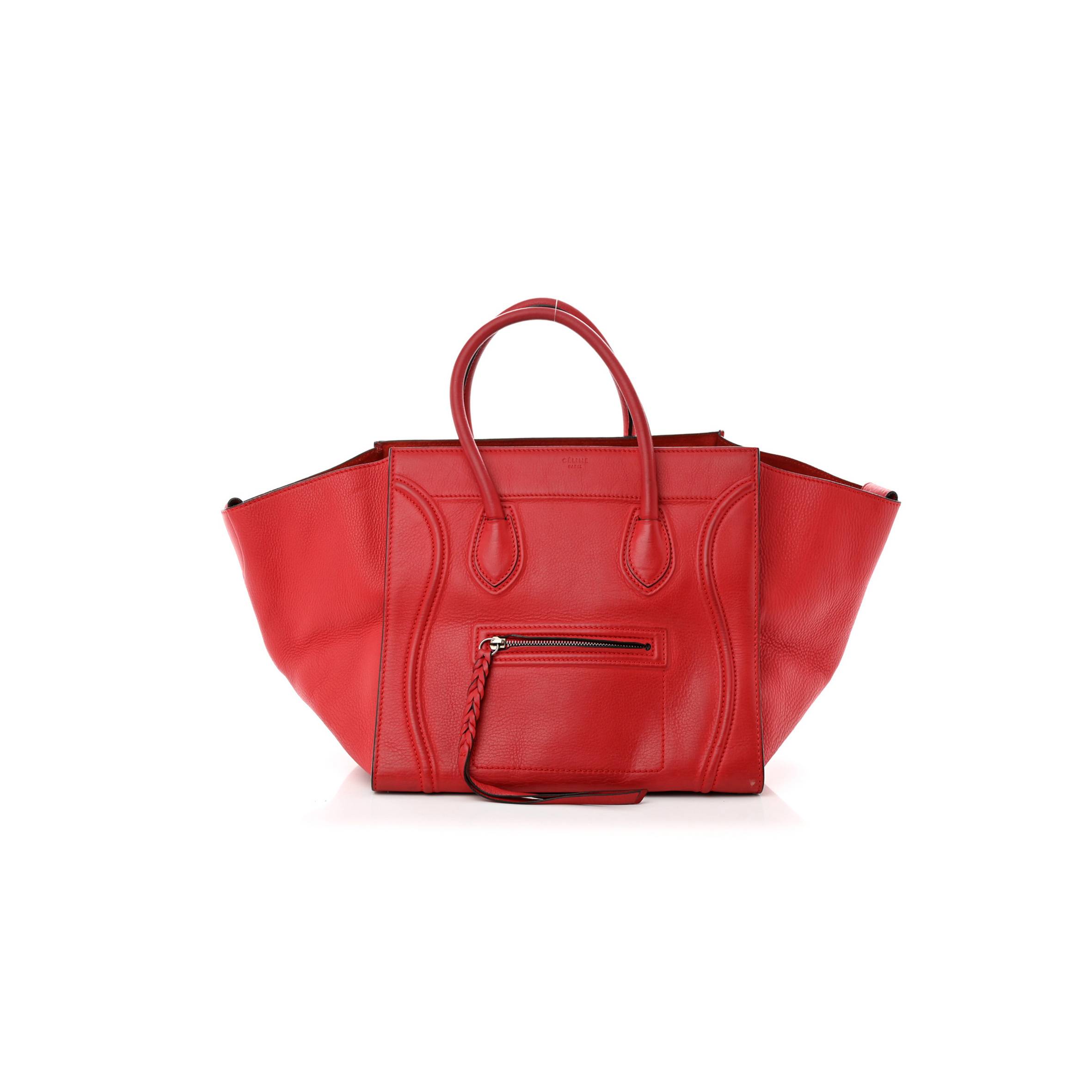 CELINE SUPPLE CALFSKIN MEDIUM PHANTOM LUGGAGE RED (29*27*24cm)