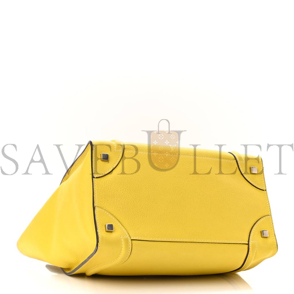 CELINE DRUMMED CALFSKIN MINI LUGGAGE CITRON (30*29*17cm)