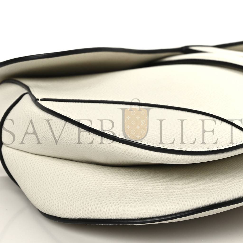 DIOR GRAINED CALFSKIN SADDLE BAG WHITE (24*20*7cm)