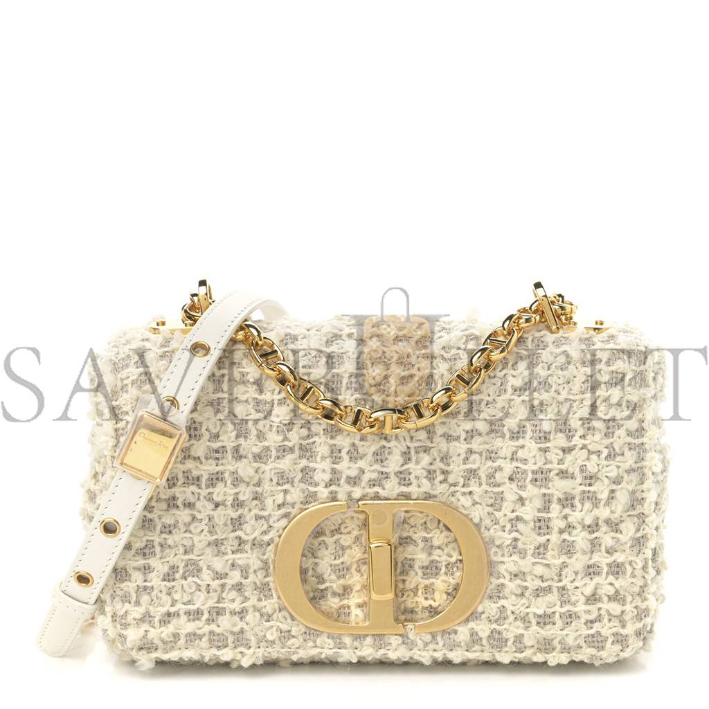 DIOR TWEED CANNAGE SMALL CARO BAG WHITE (20*12*6.4cm)