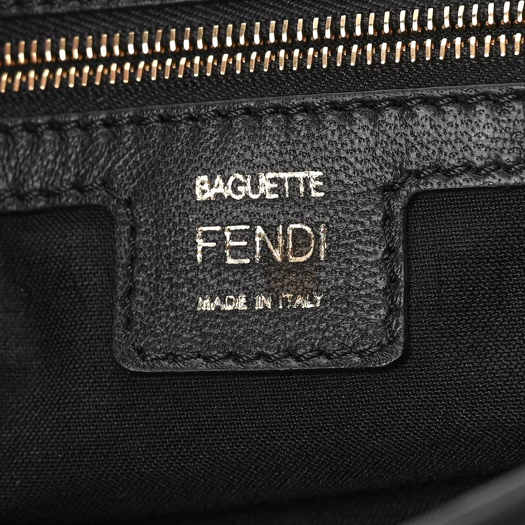 FENDI NAPPA FF 1974 EMBOSSED LARGE BAGUETTE BLACK (31*20*5cm)